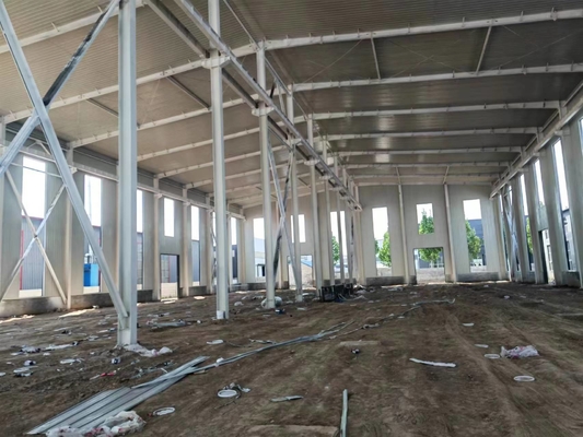 গুদামের জন্য ইন্ডাস্ট্রিয়াল ফ্রেম Q235 Q355 Prefab ইস্পাত নির্মাণ